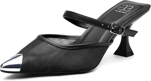 حذاء نسائي من NEWBELLA بكعب قطة مغلق من الأمام - صنادل شبكية أنيقة بكعب من الحديد، أحذية أنيقة سهلة الارتداء للمكتب والحفلات والارتداء اليومي المريح in Kuwait