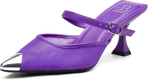 حذاء نسائي من NEWBELLA بكعب قطة مغلق من الأمام - صنادل شبكية أنيقة بكعب من الحديد، أحذية أنيقة سهلة الارتداء للمكتب والحفلات والارتداء اليومي المريح in Kuwait