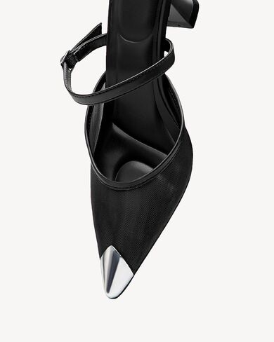 حذاء نسائي من NEWBELLA بكعب قطة مغلق من الأمام - صنادل شبكية أنيقة بكعب من الحديد، أحذية أنيقة سهلة الارتداء للمكتب والحفلات والارتداء اليومي المريح in Kuwait