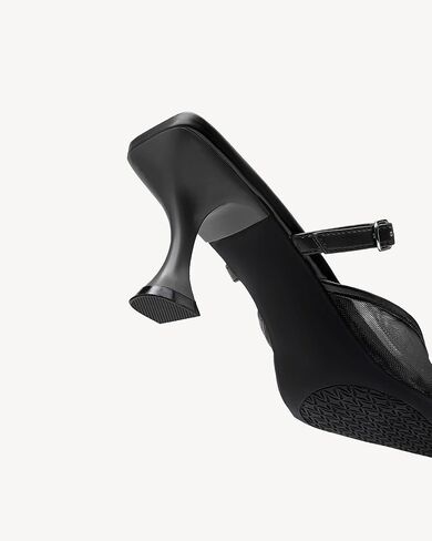 حذاء نسائي من NEWBELLA بكعب قطة مغلق من الأمام - صنادل شبكية أنيقة بكعب من الحديد، أحذية أنيقة سهلة الارتداء للمكتب والحفلات والارتداء اليومي المريح in Kuwait