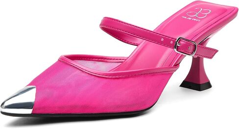 حذاء نسائي من NEWBELLA بكعب قطة مغلق من الأمام - صنادل شبكية أنيقة بكعب من الحديد، أحذية أنيقة سهلة الارتداء للمكتب والحفلات والارتداء اليومي المريح in Kuwait