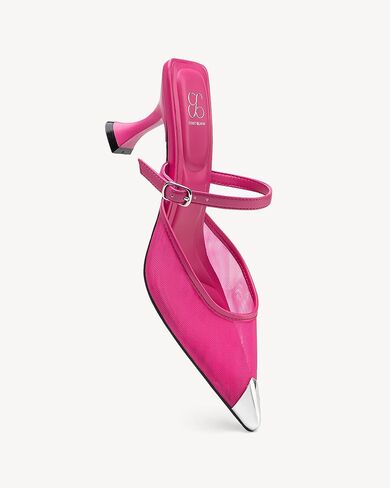 حذاء نسائي من NEWBELLA بكعب قطة مغلق من الأمام - صنادل شبكية أنيقة بكعب من الحديد، أحذية أنيقة سهلة الارتداء للمكتب والحفلات والارتداء اليومي المريح in Kuwait