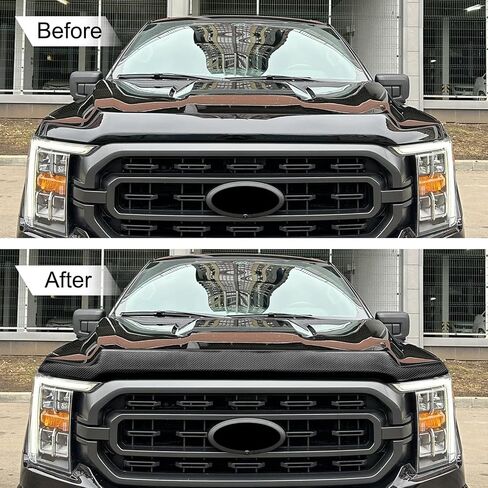 غطاء محرك السيارة منحرف غطاء محرك السيارة متوافق مع 2025 2024 2023 2022 2021 Ford F150 ألياف الكربون اللامعة غطاء محرك السيارة حامي علة منحرف الحجر الحرس in Saudi Arabia