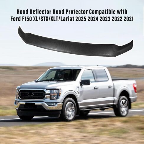 غطاء محرك السيارة منحرف غطاء محرك السيارة متوافق مع 2025 2024 2023 2022 2021 Ford F150 ألياف الكربون اللامعة غطاء محرك السيارة حامي علة منحرف الحجر الحرس in Saudi Arabia