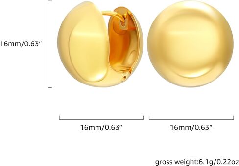 Small Chunky Thick Hoop Earrings for Women 14K Gold Plated Hoops Huggie Gift Ball Earring Button Trendy Hoop Earring for Women Hypoallergenic in Saudi Arabia