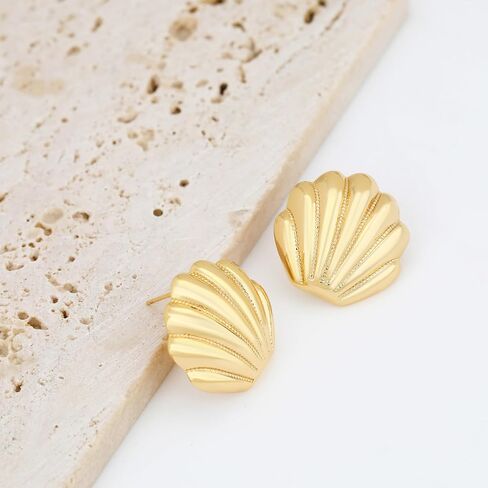 Small Chunky Thick Hoop Earrings for Women 14K Gold Plated Hoops Huggie Gift Ball Earring Button Trendy Hoop Earring for Women Hypoallergenic in Saudi Arabia
