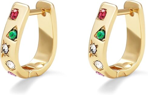 Small Chunky Thick Hoop Earrings for Women 14K Gold Plated Hoops Huggie Gift Ball Earring Button Trendy Hoop Earring for Women Hypoallergenic in Saudi Arabia
