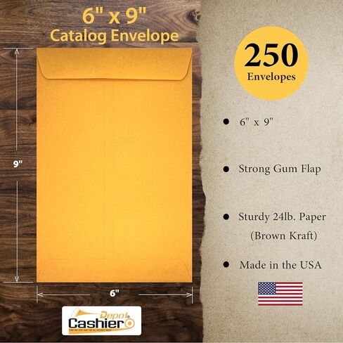 500 Cashier Depot 6 X 9 Catalog Envelopes (Open End), Sturdy 24lb. Brown Kraft Paper, Gum Flap, 500/Box in Saudi Arabia