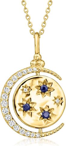 Ross-Simons Lapis, .20 ct. t.w. White Topaz and .10 ct. t.w. Sapphire Reversible Celestial Pendant Necklace in 18kt Gold Over Sterling. 18 inches in Saudi Arabia