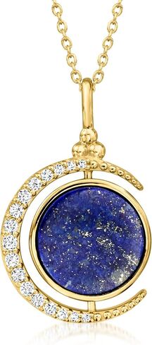 Ross-Simons Lapis, .20 ct. t.w. White Topaz and .10 ct. t.w. Sapphire Reversible Celestial Pendant Necklace in 18kt Gold Over Sterling. 18 inches in Saudi Arabia