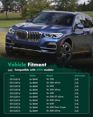 مولد كهربائي SCITOO يناسب BMW لـ 328i xDrive 2.0L 2013-2016، لـ BMW لـ 528i xDrive 2.0L 2012-2016، لـ BMW لـ X3 2.0L 2013-2017، لـ BMW لـ Z4 2.0L 12-16 12V 170Amp CW 6 بكرة الأخدود 104210-6390 in Saudi Arabia