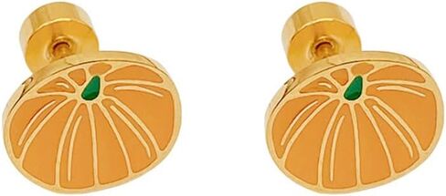 20G Pumpkin Enamel Halloween Flat Screw Back Small Stud Earrings for Women Men Minimalist Stainless Steel Gold-Colored Tiny Mini Sleeper Studs for Holiday Party Her in Saudi Arabia