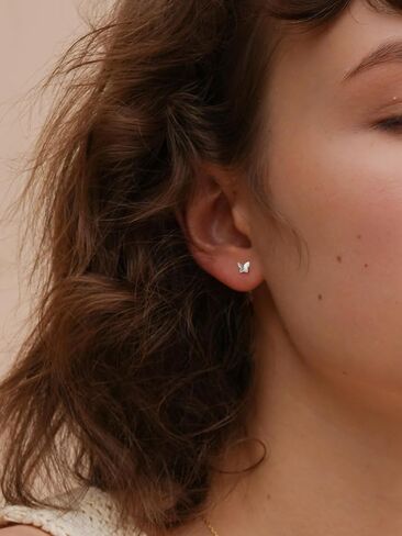 S.Leaf Butterfly Chain Earrings S925 Dainty Hypoallergenic Chain Threader Stud Earrings for Women in Kuwait