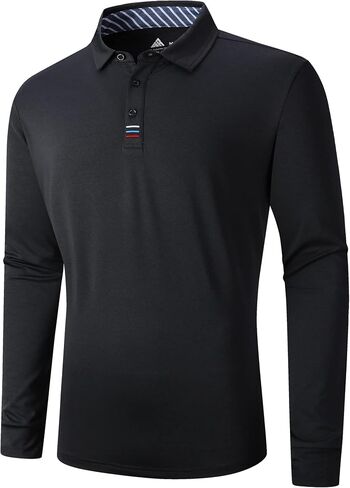 Men’s Polo Shirts Long Sleeve Moisture Wicking Golf Polo Athletic Collared Shirt Tennis T-Shirt in Saudi Arabia