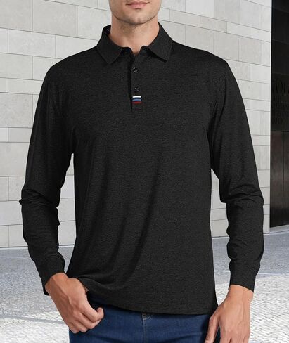 Men’s Polo Shirts Long Sleeve Moisture Wicking Golf Polo Athletic Collared Shirt Tennis T-Shirt in Saudi Arabia