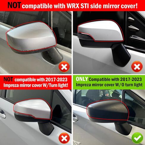Yumzeco متوافق مع غطاء المرآة الجانبية Subaru Impreza 2017 2018 2019 2020 2021 2022 2023، غطاء مرآة Subaru Impreza من جانب الركاب مع استبدال مشبك الضوء لـ 91054FL01A-Right Black in Kuwait