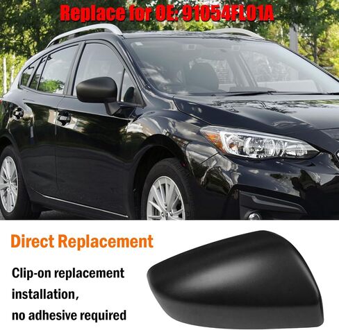Yumzeco متوافق مع غطاء المرآة الجانبية Subaru Impreza 2017 2018 2019 2020 2021 2022 2023، غطاء مرآة Subaru Impreza من جانب الركاب مع استبدال مشبك الضوء لـ 91054FL01A-Right Black in Kuwait