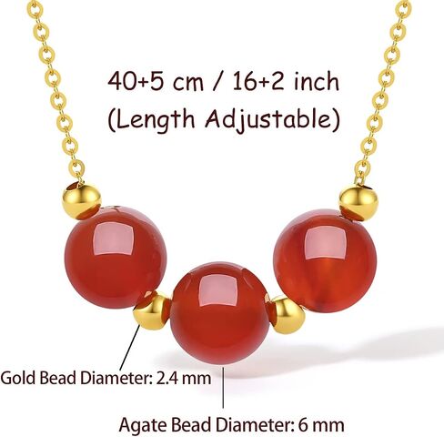 ZHU LIU FU 18K Gold Pendant Necklace Jade Necklaces Green Beads Chain Agate Choker Dainty Bead Healing Stone Adjustable Genuine Gemstone Simple Good Luck Jewelry Layered Thin Link Lucky Gift for Women in Saudi Arabia