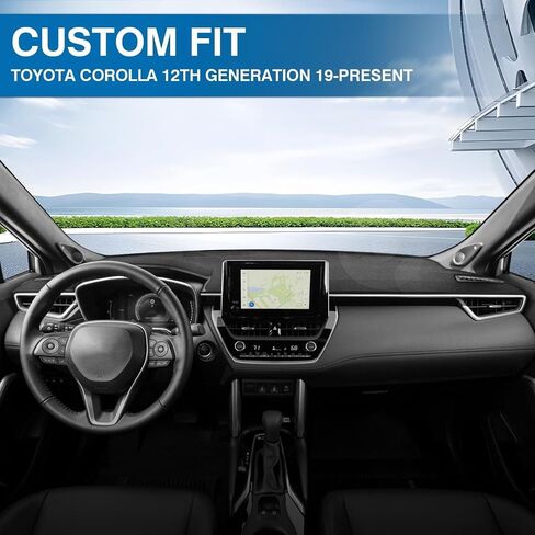 KUST Car Dashboard Cover for 2019-2024 Toyota Corolla Hatch Sedan Left Hand Driving Non-Slip Polyester Dashboard Mat Pad Interior for Toyota Corolla Accessories Custom Fit Dash Mat No Glare Black in Saudi Arabia