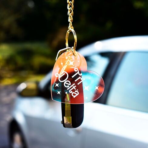 Sorority Shop Pi Beta Phi Keychain - Iridescent Heart Sorority Name Design in Saudi Arabia