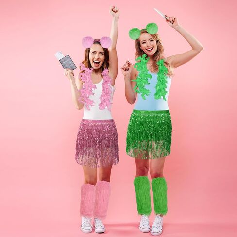 Halloween Bear Costume Bear Headbands Feather Boas Faux Fur Leg Warmers Skirts Tail Tutu Skirt Animal Cosplay Outfit in Saudi Arabia
