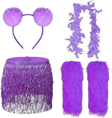 Halloween Bear Costume Bear Headbands Feather Boas Faux Fur Leg Warmers Skirts Tail Tutu Skirt Animal Cosplay Outfit in Saudi Arabia