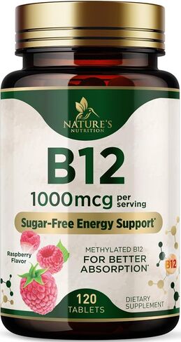 Vitamin B12 (Methylcobalamin) 1000 mcg - Chewable Tablet for Energy, Nervous System & Brain Support - Maximum Strength, Fast Dissolve, Vegan, Gluten-Free, Non-GMO for Women & Men - 120 Tablets in Saudi Arabia