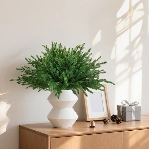 12 Pcs Christmas Norfolk Pine Branches 18 Inch Artificial Norfolk Pine Stems Faux Stem Greenery Pine for DIY Crafts Garland Wreath Xmas and Home Decor in Saudi Arabia