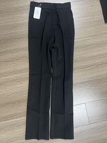 Womens Wide Straight Leg Pull-On Trousers Casual Slacks Dress Pants with Pockets in Kuwait