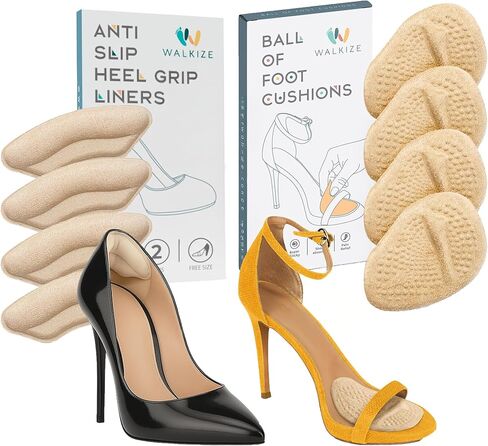 مجموعة العناية بالقدم من Walkize | وسادات مشط القدم ومنصات الكعب المضادة للانزلاق للنساء والرجال | تخفيف الألم والراحة طوال اليوم | زوجان من كل منهما (بيج) in Kuwait