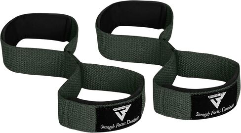 Weight Lifting Straps Figure 8, Anti Slip Strap with cuffs wrist Support for Gym Workout Deadlift Powerlifting Bodybuilding Weightlifting, Fitness Strength Training, Hand Bar Grip for Men, Black in Kuwait