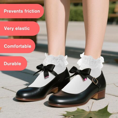 4 Pairs White Lace Ruffle Socks, Cute Lace Frilly Ankle Socks Cotton Ballet Sock Comfortable Princess Sock for Women in Saudi Arabia