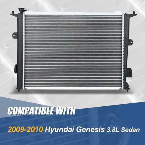 مشعاع Auto Dynasty متوافق مع سيارة سيدان Genesis 3.8L موديل 2009-2010، DPI 13059 مشعاع تبريد بصف واحد على طراز المصنع، قلب من الألومنيوم in Saudi Arabia