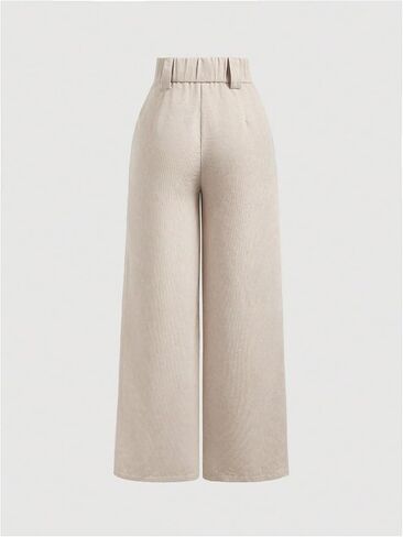 Floerns Women's Corduroy High Waisted Double Buttoned Wide Leg Pants with Pocket in Saudi Arabia