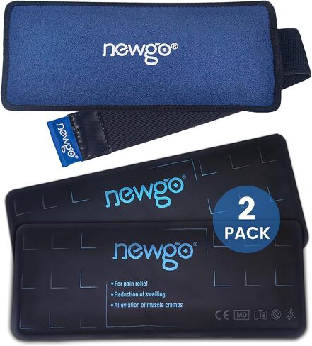 NEWGO Gel Ice Pack for Injuries Reusable, 2 Pack Ice Pack with Removable Sleeve, Flexible Hot Cold Compress Therapy for Knee Shoulder Ankle Neck Head Wrist Pain Relief in Saudi Arabia