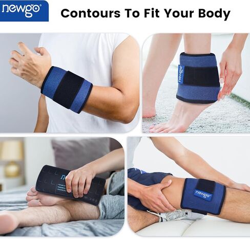 NEWGO Gel Ice Pack for Injuries Reusable, 2 Pack Ice Pack with Removable Sleeve, Flexible Hot Cold Compress Therapy for Knee Shoulder Ankle Neck Head Wrist Pain Relief in Saudi Arabia