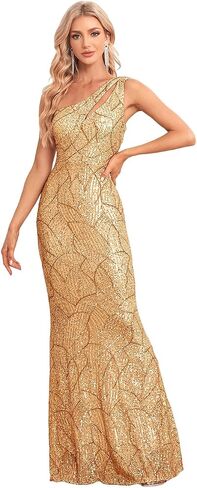 One Shoulder Formal Sequin Dress for Women Sparkly Bodycon Evening Gowns Maxi Mermaid Ball Long Dresses in Saudi Arabia
