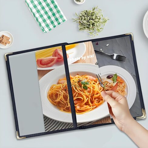 4PCS Menu Covers 8.5 X 11 Inch,Menu Holder 4 Page 8 View Transparent Restaurant Menu Cover Book Fits 8.5x11" Standard Size, Black in Saudi Arabia