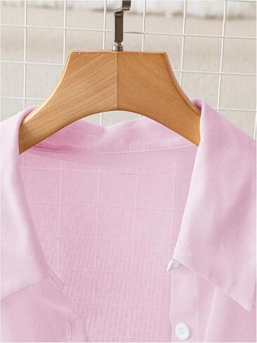SweatyRocks Women's See Through Long Sleeve Button Down Blouse Shirt Tops with Pocket in Saudi Arabia