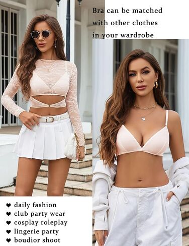 Avidlove Womens Long Sleeve Lace Tops 2025 Sexy Y2k See Through Going Out Blouse Shirts(Including Bra) in Saudi Arabia