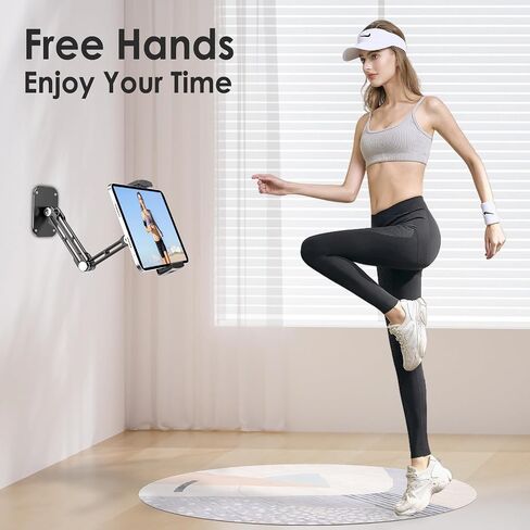 حامل جداري للكمبيوتر اللوحي، حامل تثبيت على الحائط لجهاز iPad من الألومنيوم، دوران 360 درجة قابل للتعديل متوافق مع iPad Pro/Mini، Galaxy Tab، Surface Pro، Kindle، جميع الأجهزة اللوحية والهواتف مقاس 4.7-12.9 بوصة in Kuwait