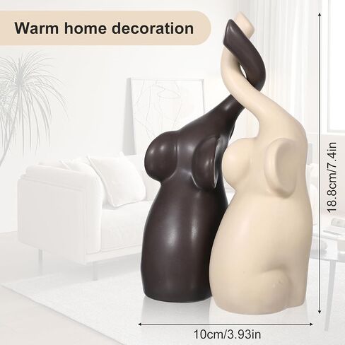 Loving Pair Elephant Statue Home Decor, Premium Ceramic Elephant Figurine Couple Set, Beige & Brown Ornament for Living Room Shelf Table Display (7.4" High) in Saudi Arabia