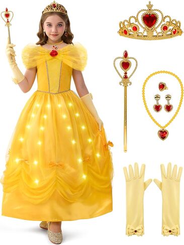 مجموعة زي الأميرة الصفراء للأطفال من Spooktacular Creations Halloween Kids، فستان الأميرة للفتيات لحفلات لعب الأدوار للأطفال الصغار in Saudi Arabia