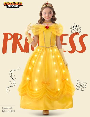 مجموعة زي الأميرة الصفراء للأطفال من Spooktacular Creations Halloween Kids، فستان الأميرة للفتيات لحفلات لعب الأدوار للأطفال الصغار in Saudi Arabia