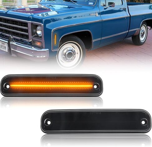 NJSBYL Amber LED Side Marker Lights for Chevy/GMC K5 Blazer Jimmy Suburban C10 C30 K10 K30 R30 V30 R3500 V3500 Pickup Trucks Smoked Lens Front Left Right Driving Markers Signal Lamps 6270433 6270434 in Saudi Arabia