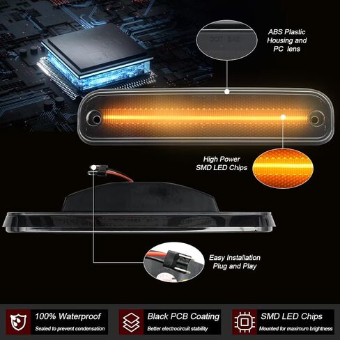 NJSBYL Amber LED Side Marker Lights for Chevy/GMC K5 Blazer Jimmy Suburban C10 C30 K10 K30 R30 V30 R3500 V3500 Pickup Trucks Smoked Lens Front Left Right Driving Markers Signal Lamps 6270433 6270434 in Saudi Arabia