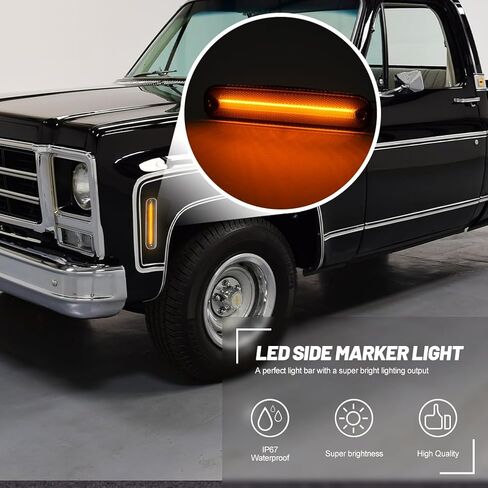 NJSBYL Amber LED Side Marker Lights for Chevy/GMC K5 Blazer Jimmy Suburban C10 C30 K10 K30 R30 V30 R3500 V3500 Pickup Trucks Smoked Lens Front Left Right Driving Markers Signal Lamps 6270433 6270434 in Saudi Arabia