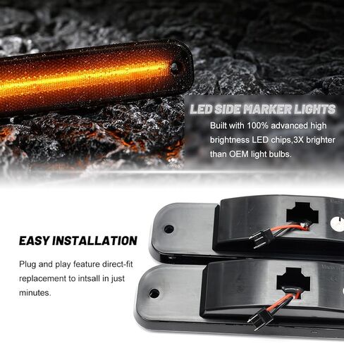 NJSBYL Amber LED Side Marker Lights for Chevy/GMC K5 Blazer Jimmy Suburban C10 C30 K10 K30 R30 V30 R3500 V3500 Pickup Trucks Smoked Lens Front Left Right Driving Markers Signal Lamps 6270433 6270434 in Saudi Arabia