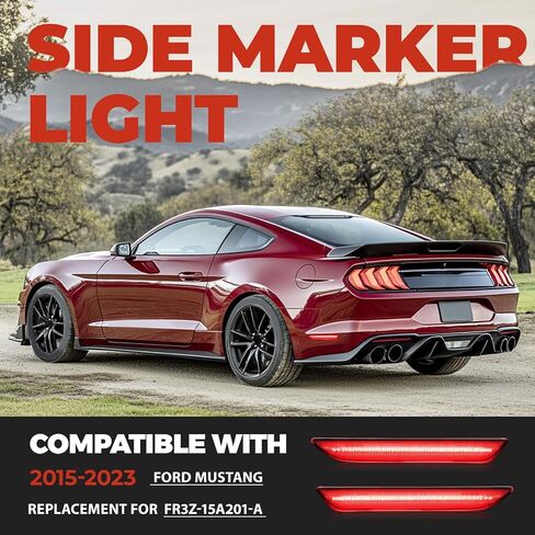 ضوء علامة جانبية HECASA متوافق مع 2015-2023 Ford Mustang مصباح علامة الجانب الخلفي عاكس اليسار واليمين لاستبدال FR3Z15A201A FR3Z15A101A عدسات الدخان وLED الأحمر in Saudi Arabia
