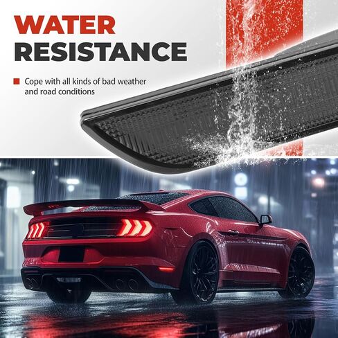 ضوء علامة جانبية HECASA متوافق مع 2015-2023 Ford Mustang مصباح علامة الجانب الخلفي عاكس اليسار واليمين لاستبدال FR3Z15A201A FR3Z15A101A عدسات الدخان وLED الأحمر in Saudi Arabia